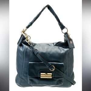 Preloved Coach 14769 Kristin Slouch Hobo Shoulder Bag Teal Blue Leather Large